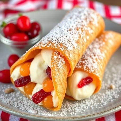 Deliziosi cannoli siciliani con ricotta dolce e canditi