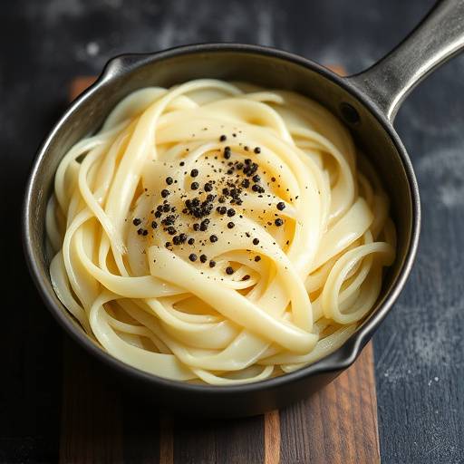 Piatto di cacio e pepe fumante.