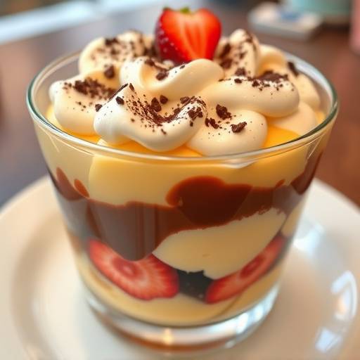 Una colorata zuppa inglese con crema pasticcera e al cioccolato